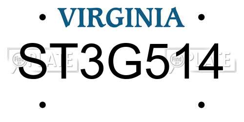 ST3G514 Virginia License Plate