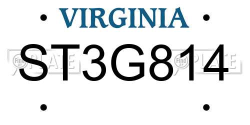ST3G814 Virginia License Plate