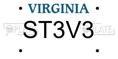 ST3V3 Virginia License Plate