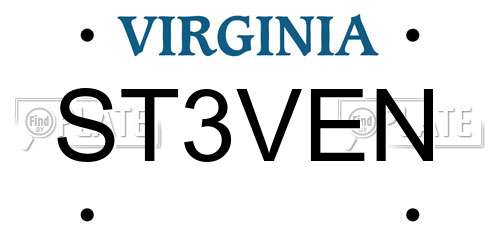 ST3VEN Virginia License Plate