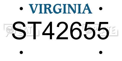 ST42655 Virginia License Plate