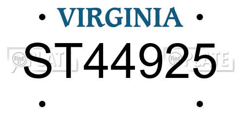 ST44925 Virginia License Plate