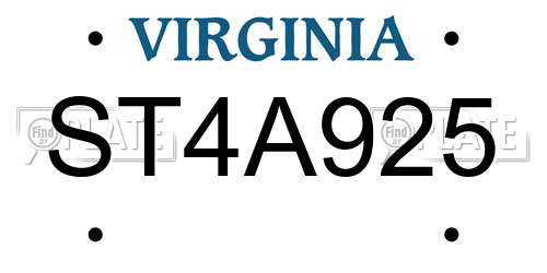 ST4A925 Virginia License Plate