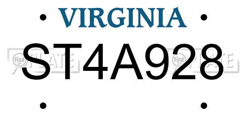 ST4A928 Virginia License Plate