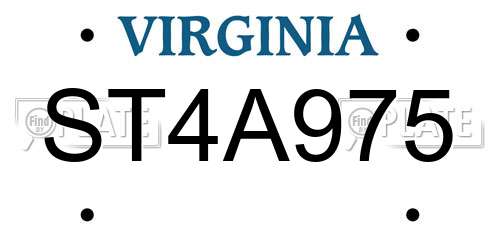 ST4A975 Virginia License Plate