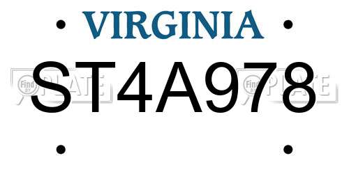 ST4A978 Virginia License Plate