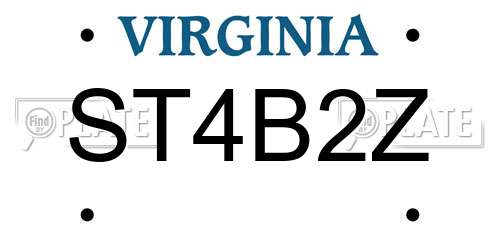 ST4B2Z Virginia License Plate