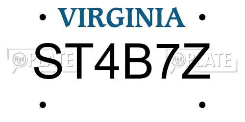 ST4B7Z Virginia License Plate