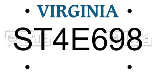 ST4E698 Virginia License Plate