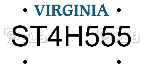 ST4H555 Virginia License Plate