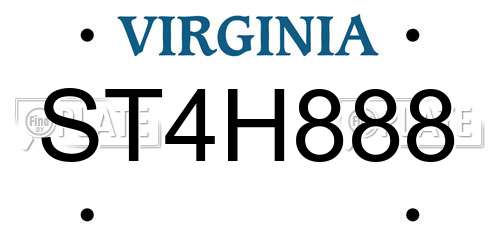 ST4H888 Virginia License Plate