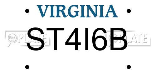 ST4I6B Virginia License Plate