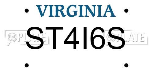 ST4I6S Virginia License Plate