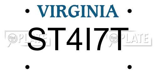 ST4I7T Virginia License Plate