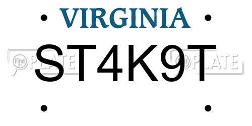 ST4K9T Virginia License Plate