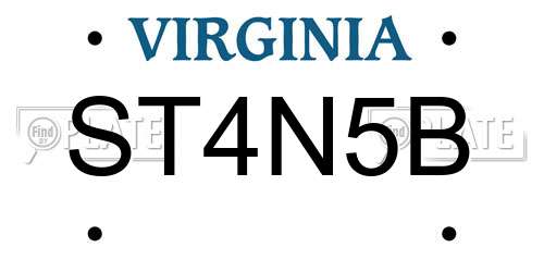 ST4N5B Virginia License Plate