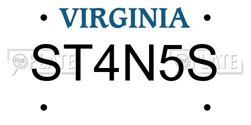 ST4N5S Virginia License Plate