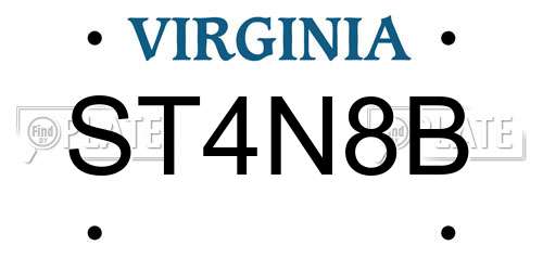 ST4N8B Virginia License Plate