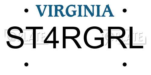 ST4RGRL Virginia License Plate