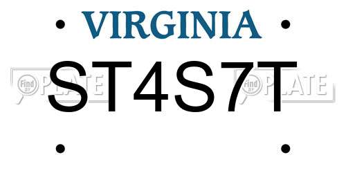 ST4S7T Virginia License Plate