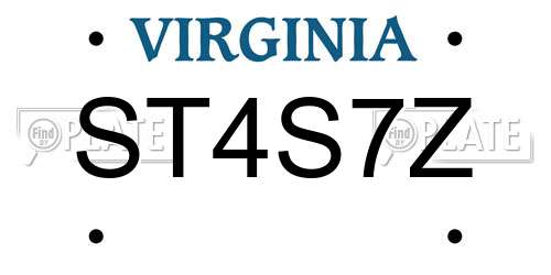 ST4S7Z Virginia License Plate