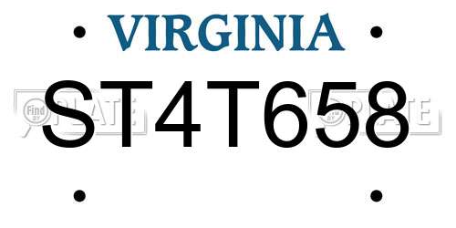 ST4T658 Virginia License Plate
