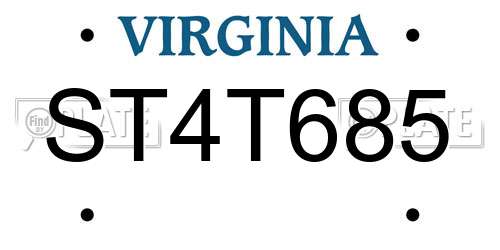 ST4T685 Virginia License Plate