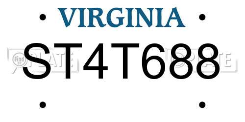 ST4T688 Virginia License Plate
