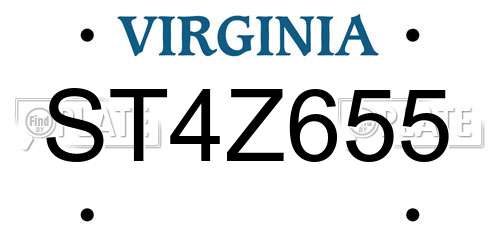 ST4Z655 Virginia License Plate