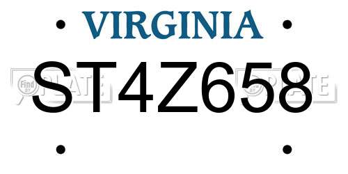 ST4Z658 Virginia License Plate