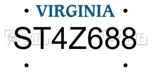 ST4Z688 Virginia License Plate