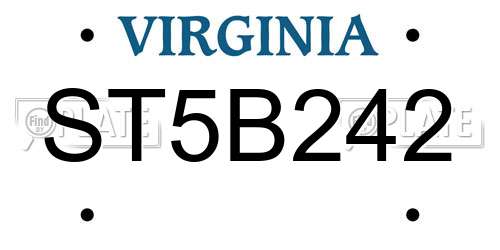 ST5B242 Virginia License Plate