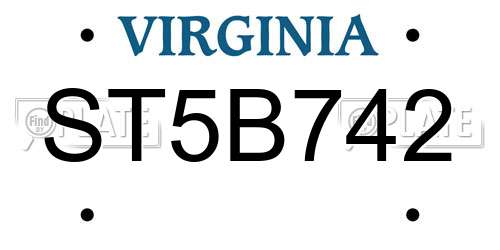 ST5B742 Virginia License Plate