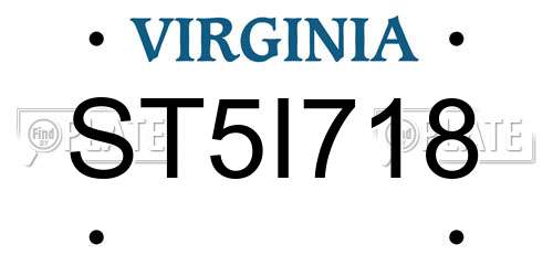 ST5I718 Virginia License Plate