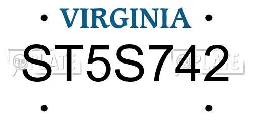 ST5S742 Virginia License Plate
