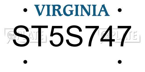 ST5S747 Virginia License Plate