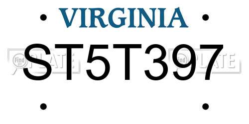 ST5T397 Virginia License Plate