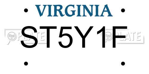 ST5Y1F Virginia License Plate