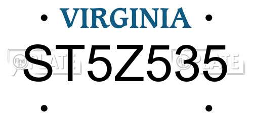 ST5Z535 Virginia License Plate