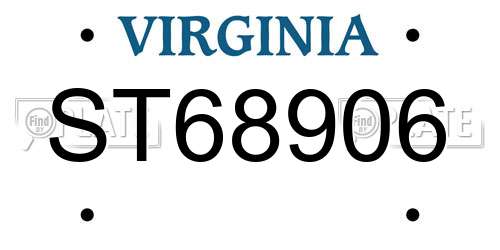 ST68906 Virginia License Plate