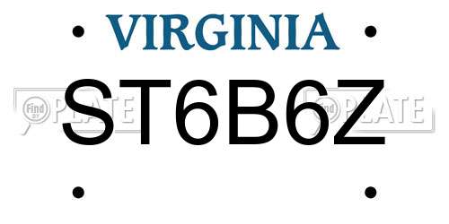 ST6B6Z Virginia License Plate