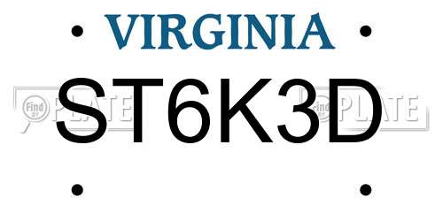ST6K3D Virginia License Plate