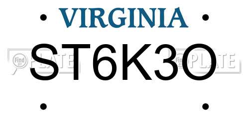 ST6K3O Virginia License Plate