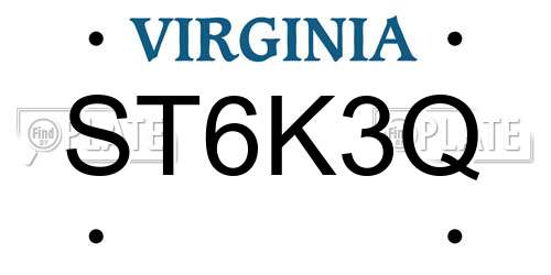 ST6K3Q Virginia License Plate