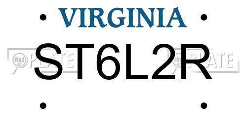 ST6L2R Virginia License Plate