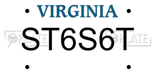 ST6S6T Virginia License Plate
