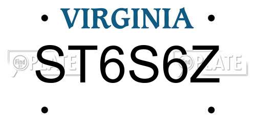 ST6S6Z Virginia License Plate
