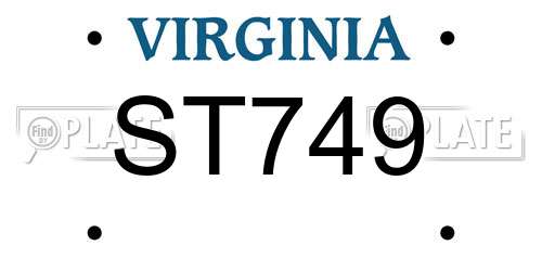 ST749 Virginia License Plate