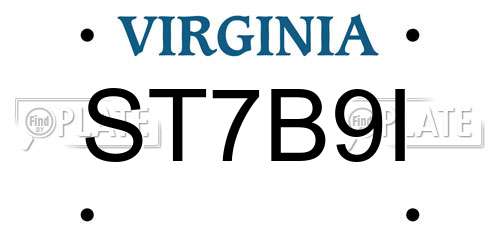 ST7B9I Virginia License Plate