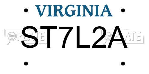 ST7L2A Virginia License Plate